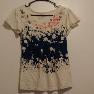 Deletta blue white porcelain embroidered top
